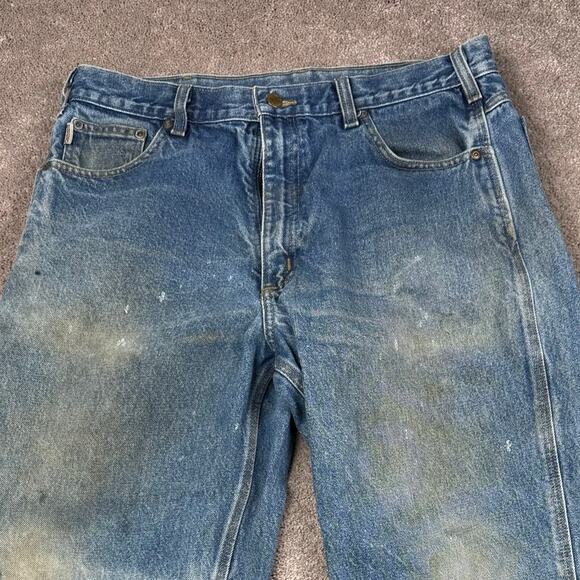 Vtg Carhartt Distressed Workwear Jeans Size 34 Relaxed Fit Utility Farm - Picture 2 of 4